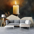 Candlelit Open Book Mural Wallpaper — Moody Dark Academia Decor Mural Wallpaper - room preview 03