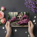 Cottage in Springtime Forest Mural Wallpaper — Impressionistic Scene Mural Wallpaper - room preview 03