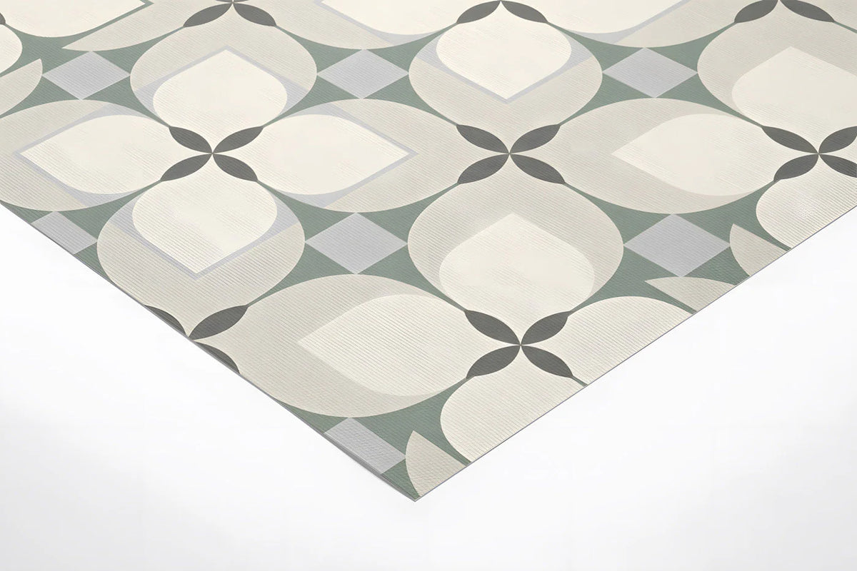Geometric Petal Mural Wallpaper in Sage and Cream Mural Wallpaper - room preview 03