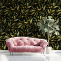 Mediterranean Olive Branch Mural Wallpaper in Deep Black Mural Wallpaper - room preview 03