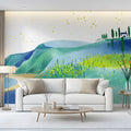 Mediterranean Coastal Landscape Mural Wallpaper — Whimsical Art Mural Wallpaper - room preview 03