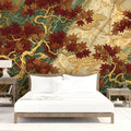 Autumn Maple Zen Mural Wallpaper — Artistic Oriental Landscape Mural Wallpaper - room preview 03