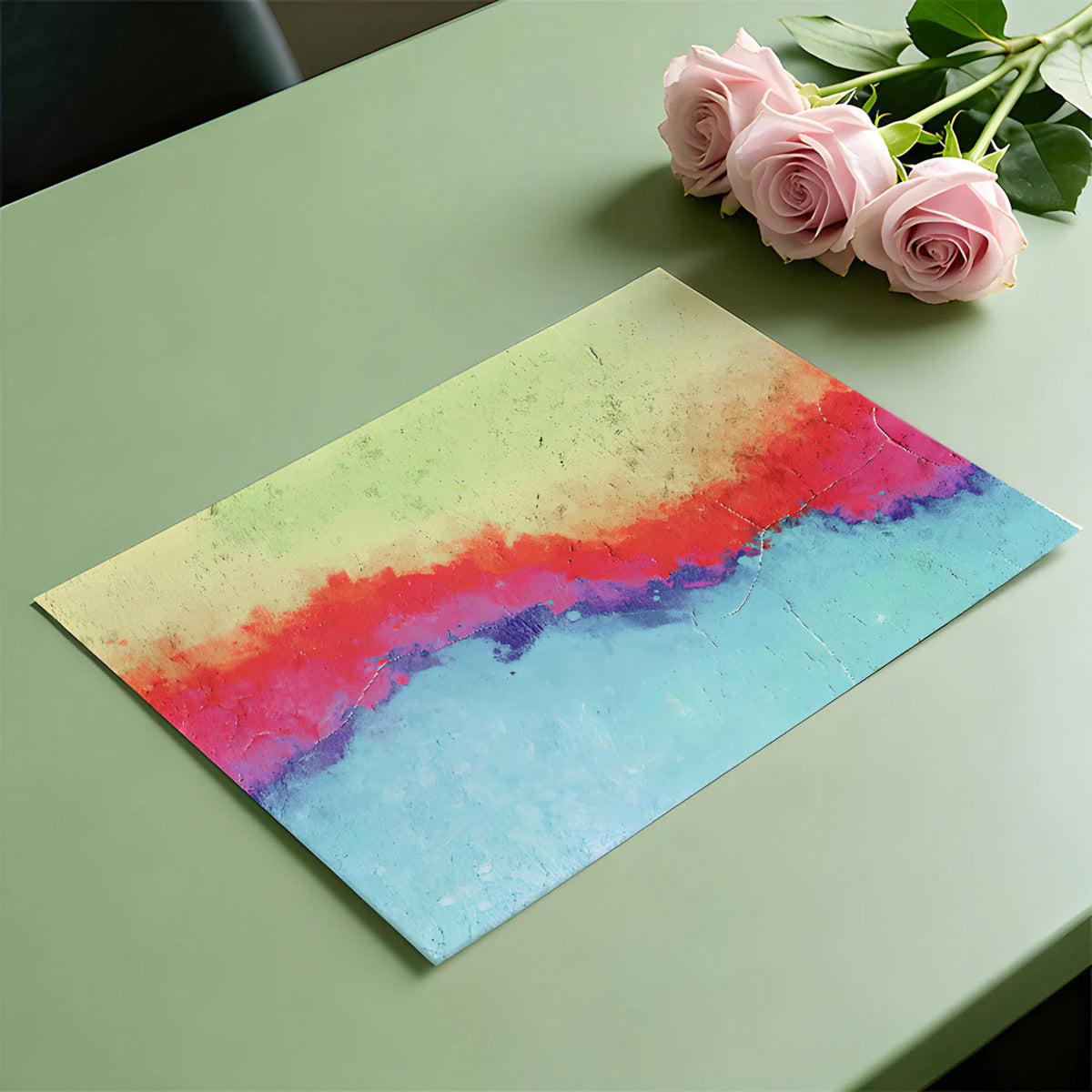 Abstract Painted Wave Mural Wallpaper — Vibrant Colorful Art Mural Wallpaper - room preview 03