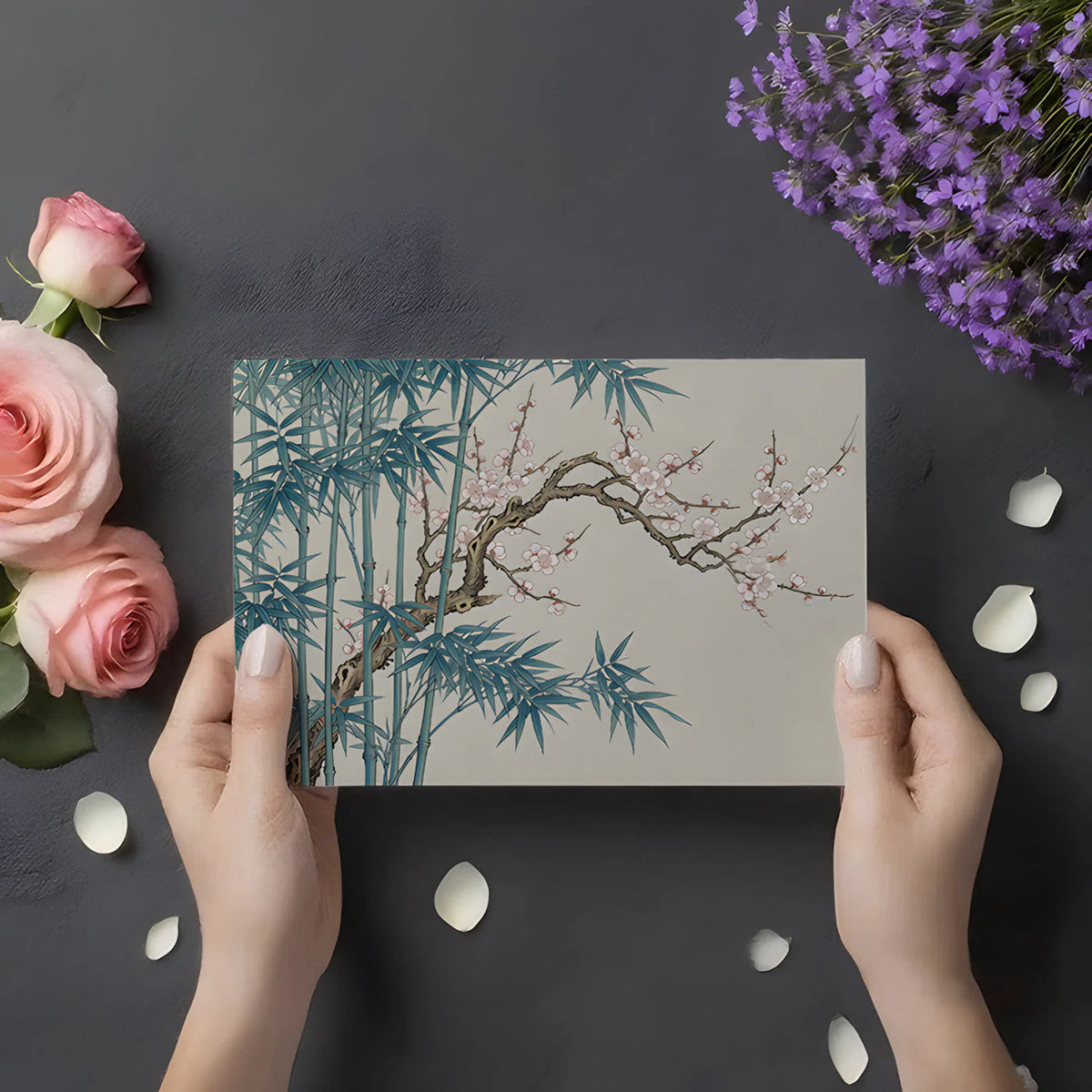 Chinoiserie Bamboo and Plum Blossom Mural Wallpaper - room preview 03