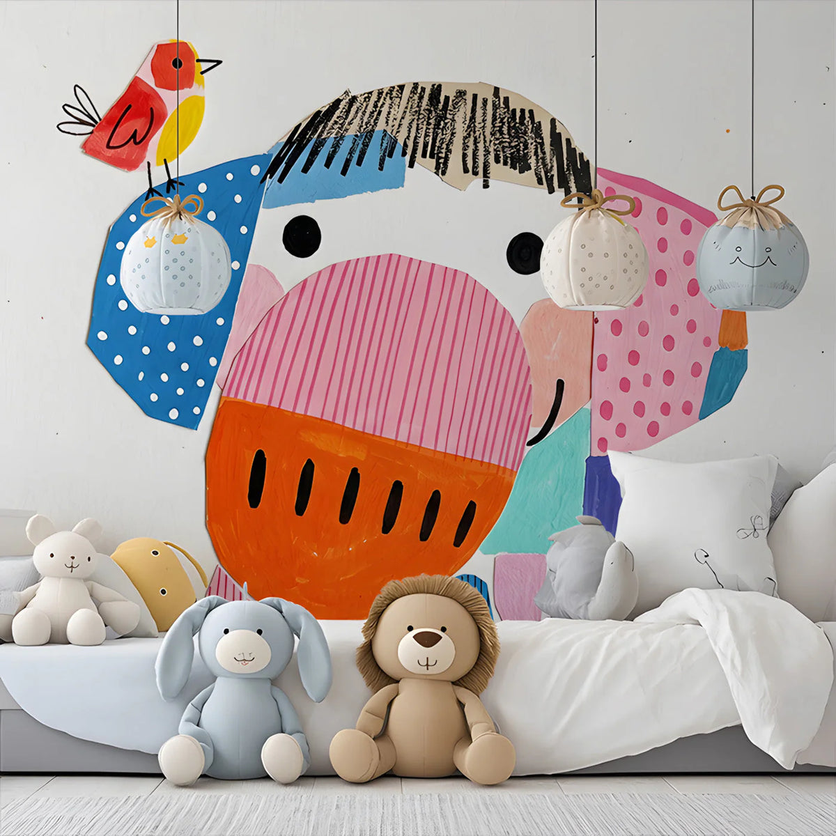 Abstract Elephant Collage Mural Wallpaper for Kids Rooms Mural Wallpaper - room preview 03