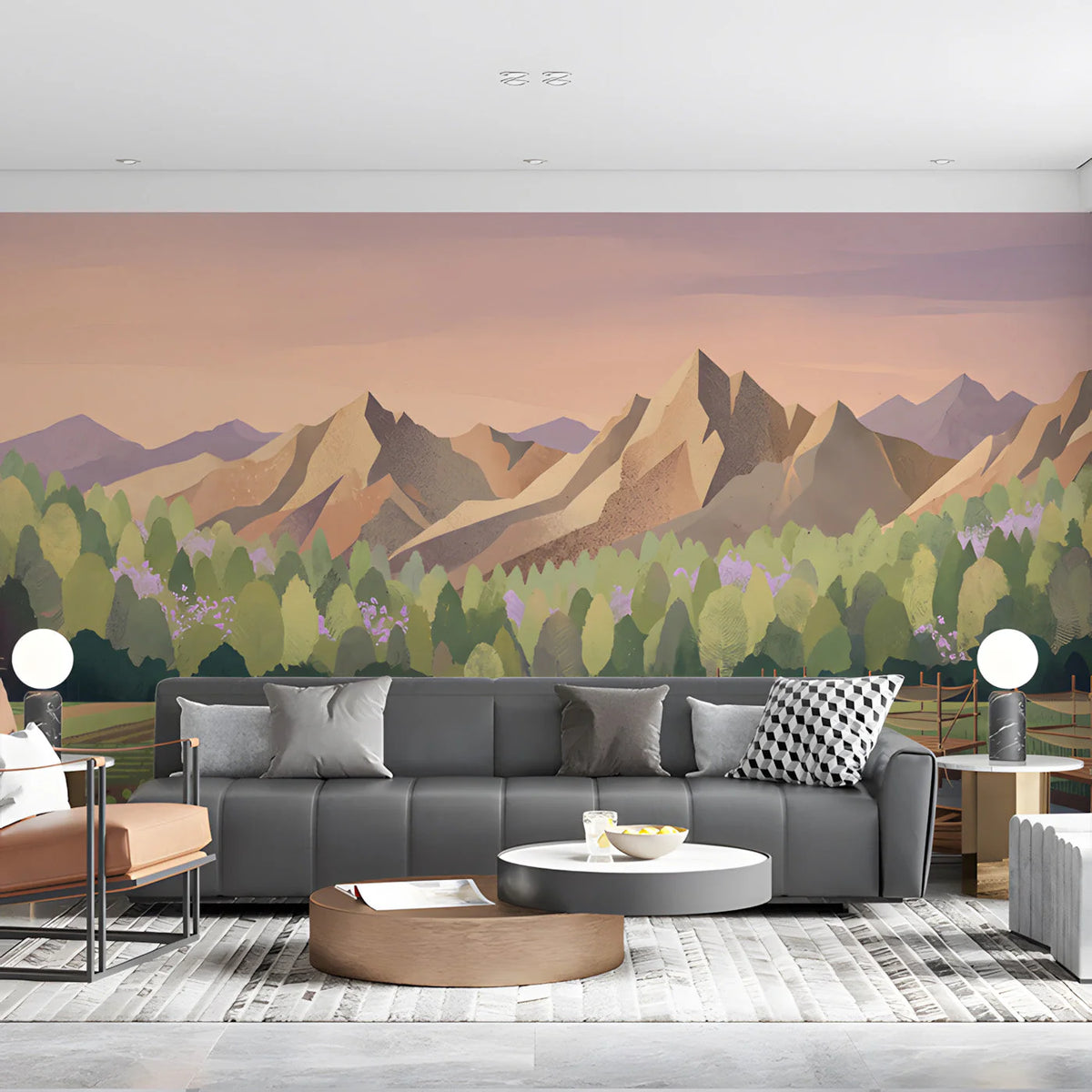 Mountain Valley River Mural Wallpaper — Scenic Landscape Mural Wallpaper - room preview 03