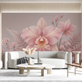Ethereal Blush Orchid Botanical Mural Wallpaper - room preview 03