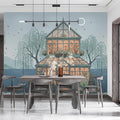 Riverside Greenhouse Mural Wallpaper — Whimsical Garden Scene Mural Wallpaper - room preview 03