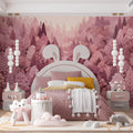Blush Pink Forest Landscape Mural Wallpaper - room preview 03