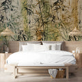 Zen Bamboo Ink Wash Mural Wallpaper — Earthy Botanical Design Mural Wallpaper - room preview 03