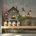 Coastal Cottage Bicycle Mural Wallpaper — Whimsical Spring Garden Mural Wallpaper - room preview 03