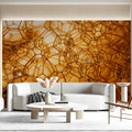 Amber Cell Geometry Mural Wallpaper — Organic Abstract Design Mural Wallpaper - room preview 03
