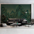 Emerald Mountain Peaks Mural Wallpaper with Gilded Accents Mural Wallpaper - room preview 03