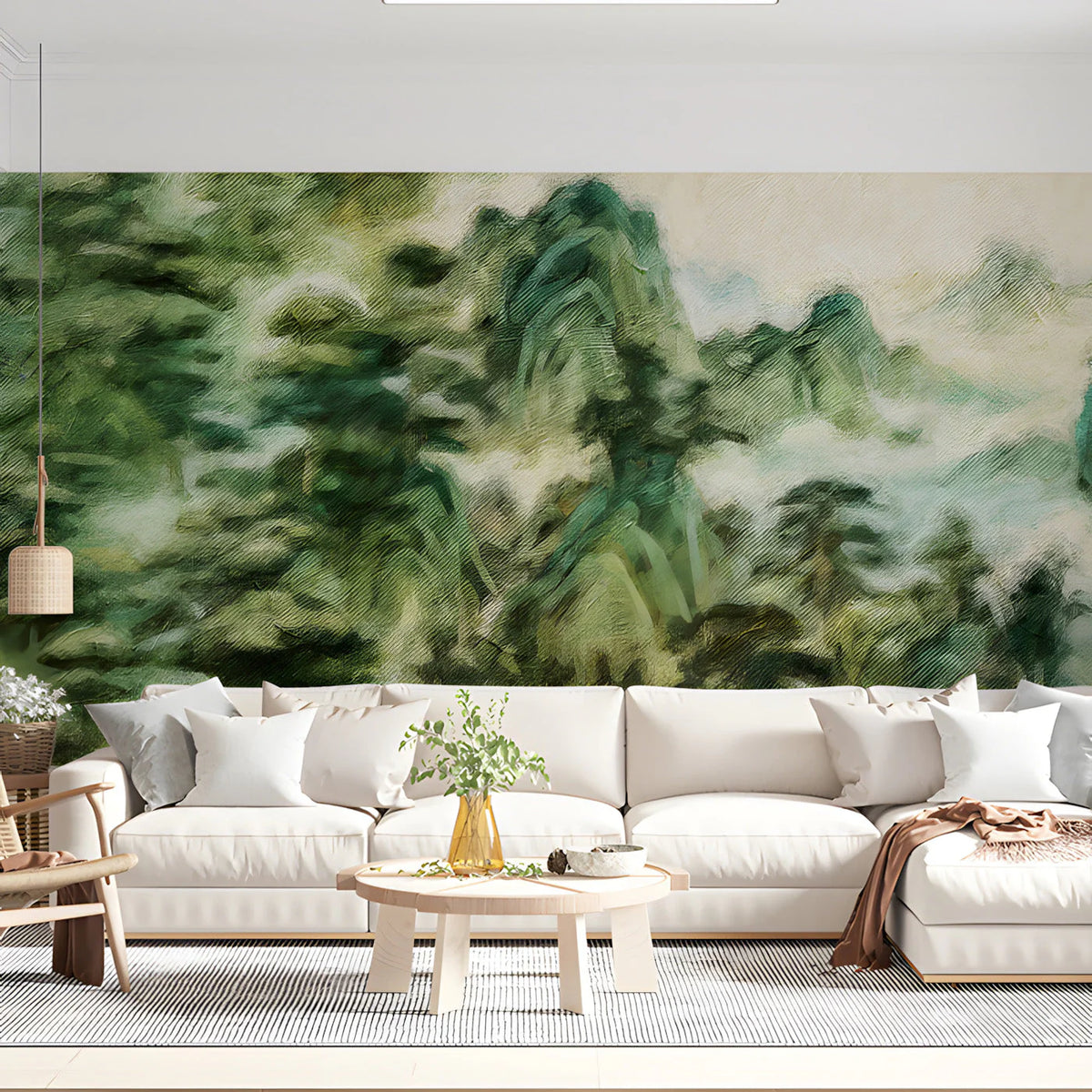 Mist-Covered Mountain Landscape Mural Wallpaper - room preview 03
