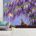 Wisteria Garden Fox Mural Wallpaper — Impressionistic Wall Art Mural Wallpaper - room preview 03