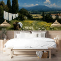Tuscan Meadow Landscape Mural Wallpaper — Impressionistic Art Mural Wallpaper - room preview 03