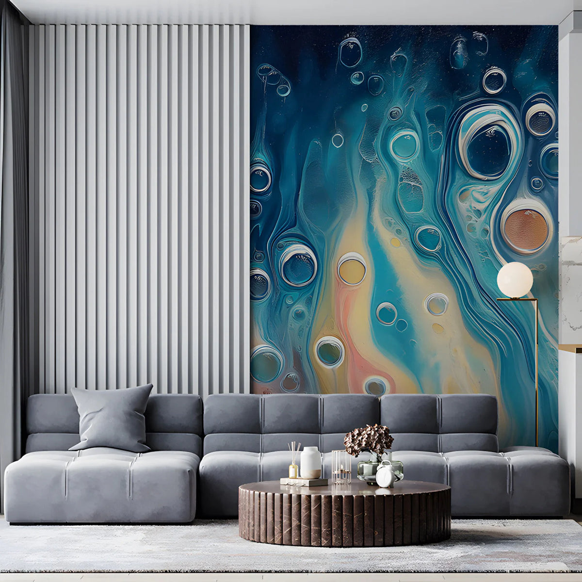 Abyssal Fluid Art Mural Wallpaper — Deep Ocean Abstract Mural Mural Wallpaper - room preview 03