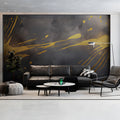 Gilded Smoke Abstract Mural Wallpaper — Moody Statement Art Mural Wallpaper - room preview 03