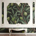 Olive Branch Botanical Mural Wallpaper — Dark Arts and Crafts Style Mural Wallpaper - room preview 03