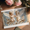 Baroque Cherubs Mural Wallpaper — Elegant Blue and Gold Wall Mural Mural Wallpaper - room preview 03