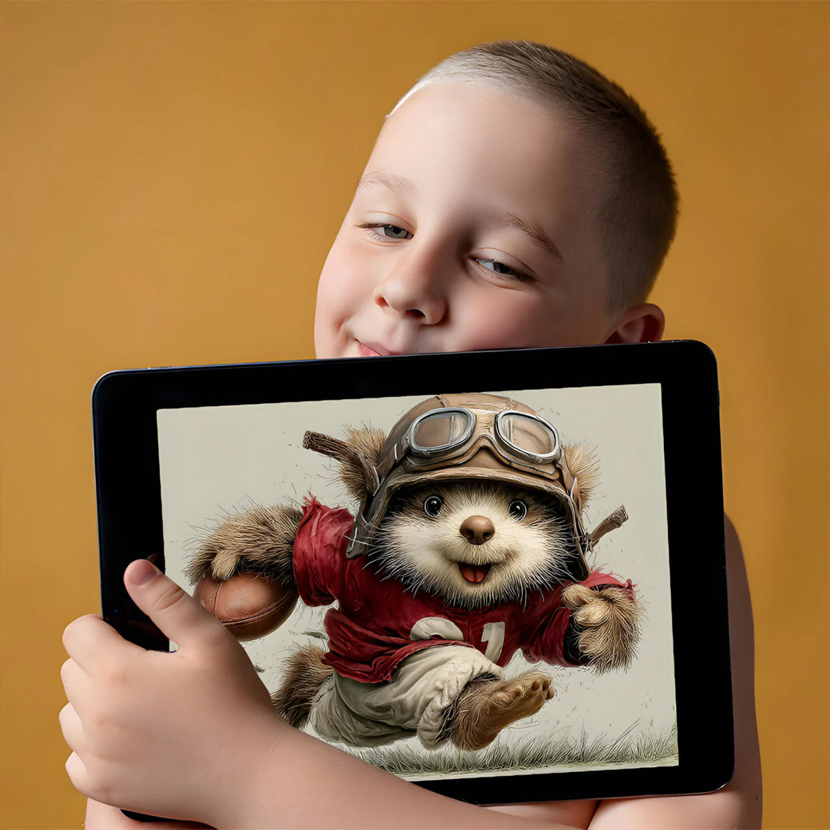 Aviator Bear Football Player Mural Wallpaper — Whimsical Kids Wall Art Mural Wallpaper - room preview 03