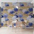 Chrysanthemum Wave Mural Wallpaper — Floral Art Nouveau Inspired Mural Wallpaper - room preview 03