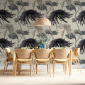 Vintage Botanical Chrysanthemum Mural Wallpaper in Muted Tones Mural Wallpaper - room preview 03
