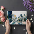 Urban Landscape Mural Wallpaper — Painterly City Scene Mural Wallpaper - room preview 03
