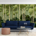 Birch Forest Mural Wallpaper — Illustrative Nature Scene Mural Wallpaper - room preview 03