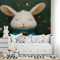 Cozy Rabbit with Smartphone Mural Wallpaper — Whimsical Art Mural Wallpaper - room preview 03