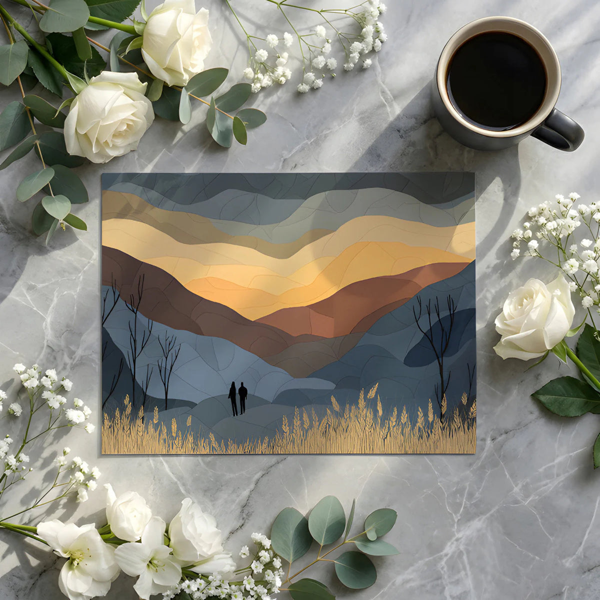 Stained Glass Mountain Landscape Mural Wallpaper - room preview 03