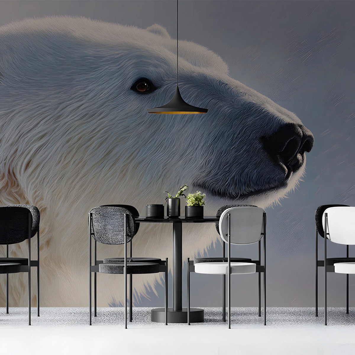 Arctic Polar Bear Portrait Mural Wallpaper — Wildlife Fine Art Mural Wallpaper - room preview 03