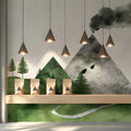 Minimalist Watercolor Mountain and Forest Mural Wallpaper - room preview 03