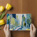 Urban Sketch Cityscape Mural Wallpaper with Colorful Trees Mural Wallpaper - room preview 03