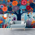 Enchanted Garden Mural Wallpaper — Vibrant Whimsical Floral Mural Wallpaper - room preview 03