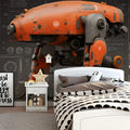 Industrial Robot Blueprint Mural Wallpaper — Technical Orange Mural Wallpaper - room preview 03