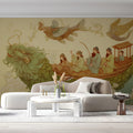 Mythical Fish Boat Mural Wallpaper — Traditional Eastern Art Mural Wallpaper - room preview 03