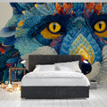 Vibrant Fox Portrait Mural Wallpaper with Intricate Feather Detail Mural Wallpaper - room preview 03