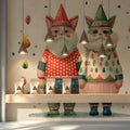 Folklore Cat Duo Mural Wallpaper — Whimsical Hand-Drawn Illustration Mural Wallpaper - room preview 03