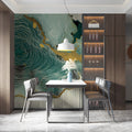 Abstract Topographic Mural Wallpaper with Gold Leaf Accents Mural Wallpaper - room preview 03