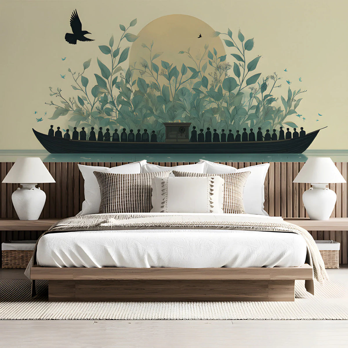 Voyage Botanical Mural Wallpaper — Artistic Nature Landscape Mural Wallpaper - room preview 03