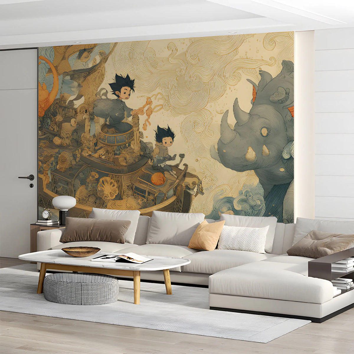 Fantasy Voyage Mural Wallpaper — Whimsical Storybook Illustration Mural Wallpaper - room preview 03