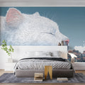 Giant Sleeping Cat Over Mediterranean Town Mural Wallpaper - room preview 03