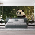 Panda in Forest Grove Mural Wallpaper with Firefly Glow Mural Wallpaper - room preview 03