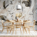 Abstract Botanical Line Art Mural Wallpaper — Organic Swirls Mural Wallpaper - room preview 03