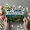 Terraced Valley Landscape Mural Wallpaper with Cloudy Sky Mural Wallpaper - room preview 03