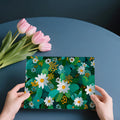 Meadow Daisy Mural Wallpaper in Teal and Ochre Mural Wallpaper - room preview 03