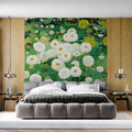 Meadow Bloom Mural Wallpaper — Botanical Art in Green and White Mural Wallpaper - room preview 03