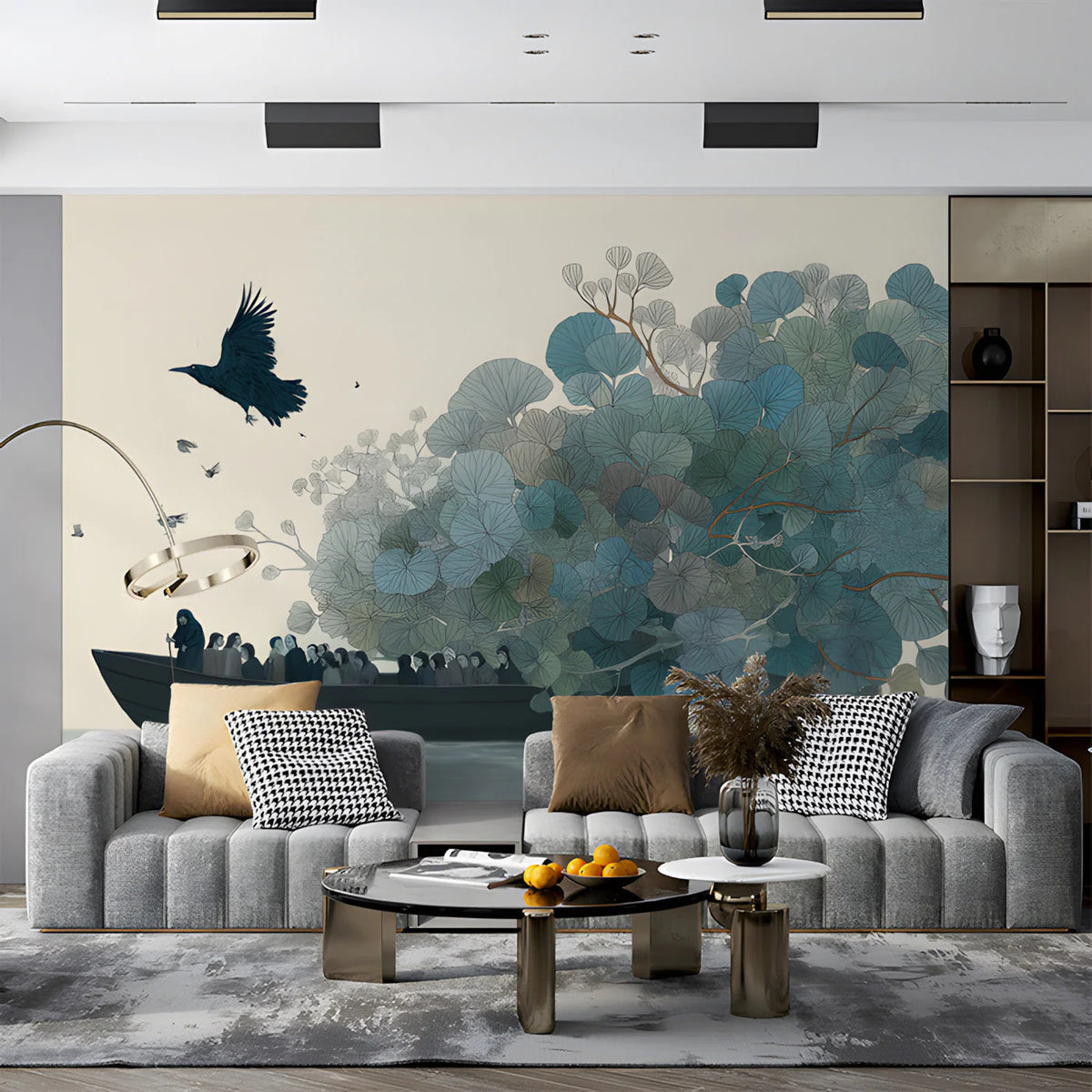 Folklore Voyage Mural Wallpaper — Whimsical Artistic Illustration Mural Wallpaper - room preview 03