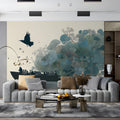 Folklore Voyage Mural Wallpaper — Whimsical Artistic Illustration Mural Wallpaper - room preview 03